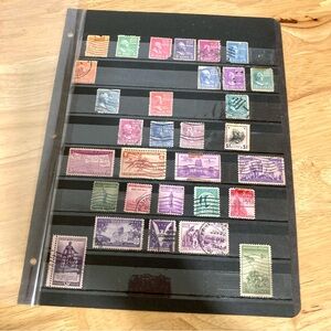 Vintage Stamp Collection Page Ephemera US Stamps